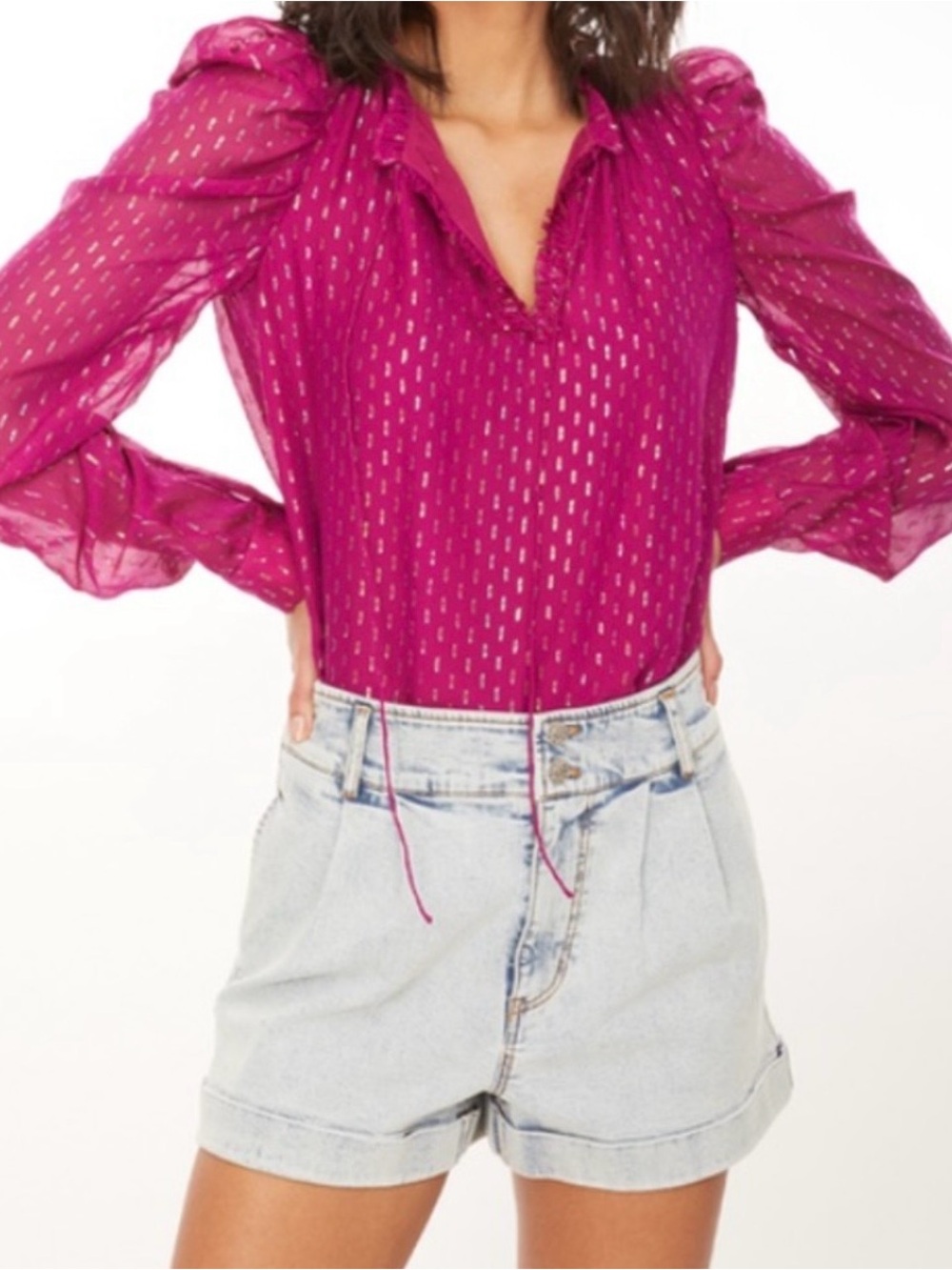 Generation Love Silk Blend Magenta Blouse